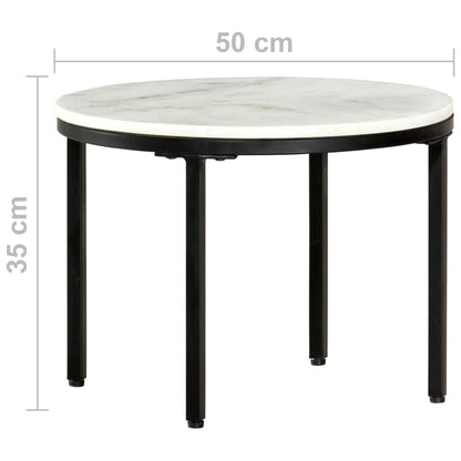 Mesa de centro Ø50 cm mármore genuína maciça branco e preto