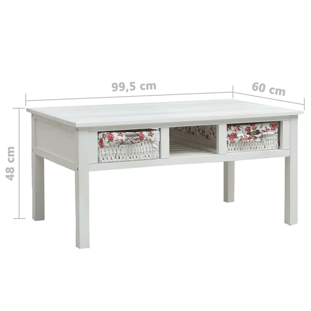 Mesa de centro 99,5x60x48 cm madeira branco