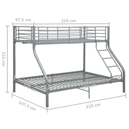 Estrutura de Beliche Rave - 140x200/90x200 cm - Metal Cinzento - Design Moderno