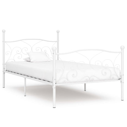 Estrutura de cama com estrado de ripas 90x200 cm metal branco