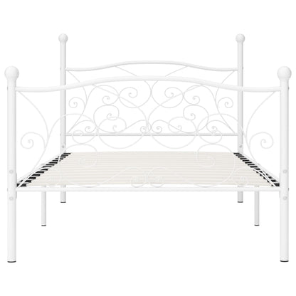 Estrutura de cama com estrado de ripas 90x200 cm metal branco