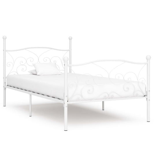 Estrutura de cama com estrado de ripas 100x200 cm metal branco