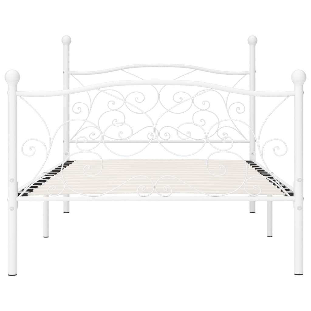 Estrutura de cama com estrado de ripas 100x200 cm metal branco