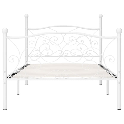 Estrutura de cama com estrado de ripas 100x200 cm metal branco