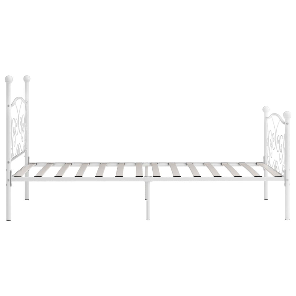 Estrutura de cama com estrado de ripas 100x200 cm metal branco