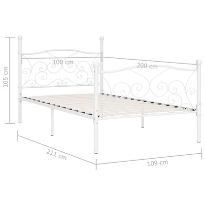 Estrutura de cama com estrado de ripas 100x200 cm metal branco