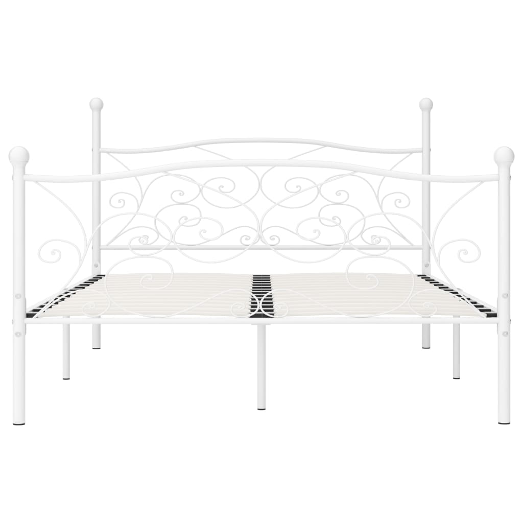 Estrutura de cama com estrado de ripas 120x200 cm metal branco