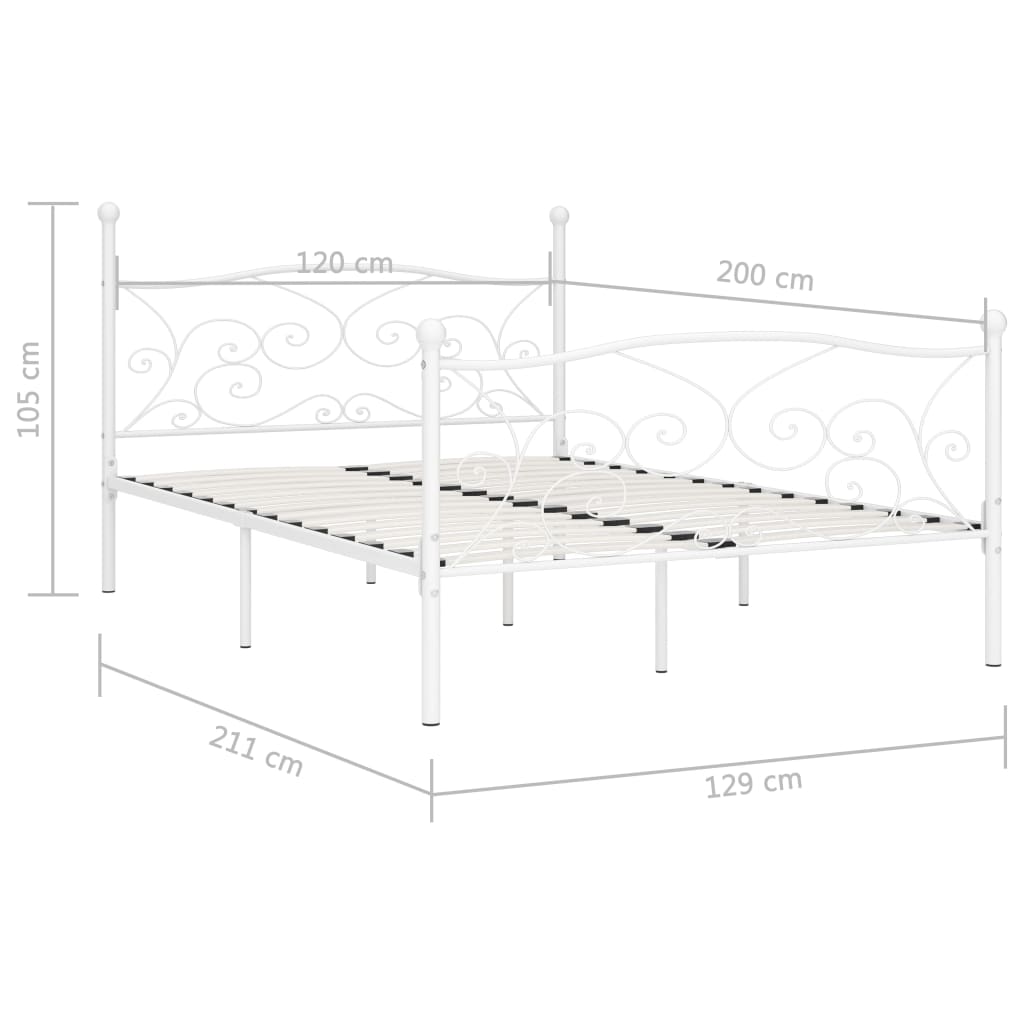 Estrutura de cama com estrado de ripas 120x200 cm metal branco