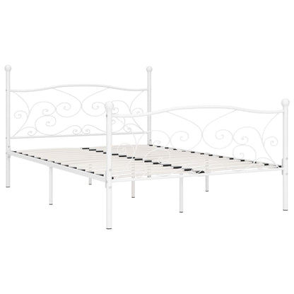 Estrutura de cama com estrado de ripas 140x200 cm metal branco