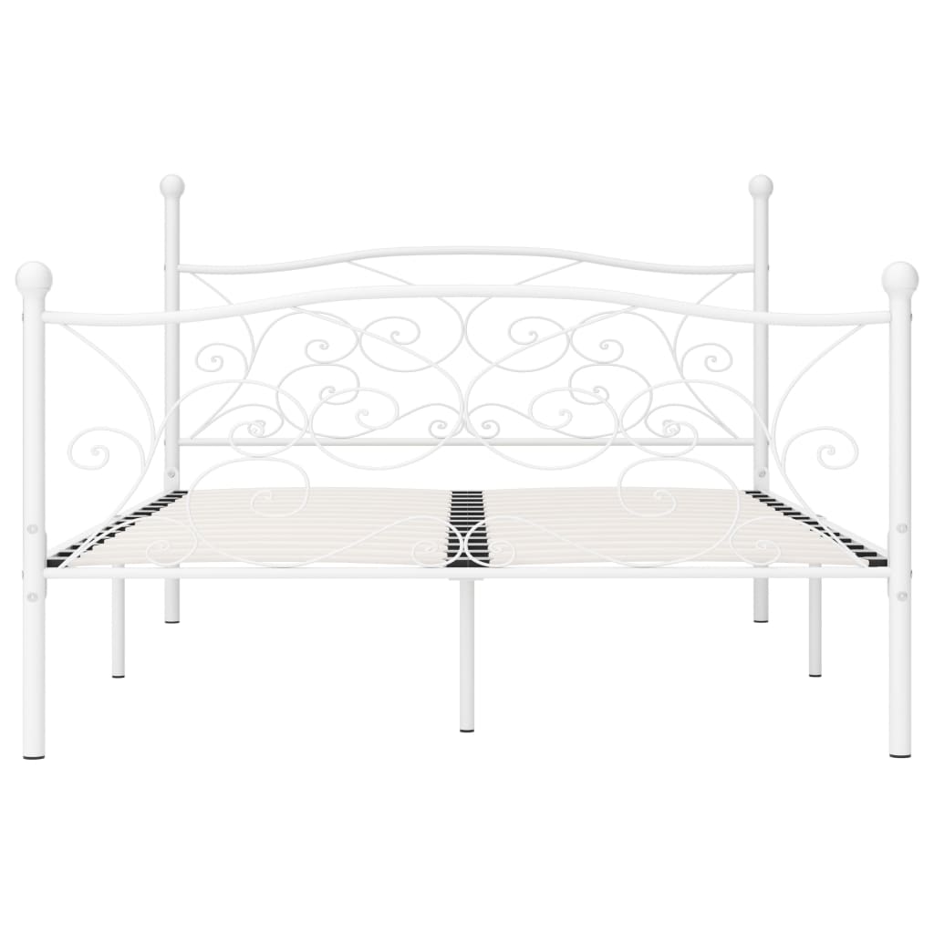 Estrutura de cama com estrado de ripas 140x200 cm metal branco