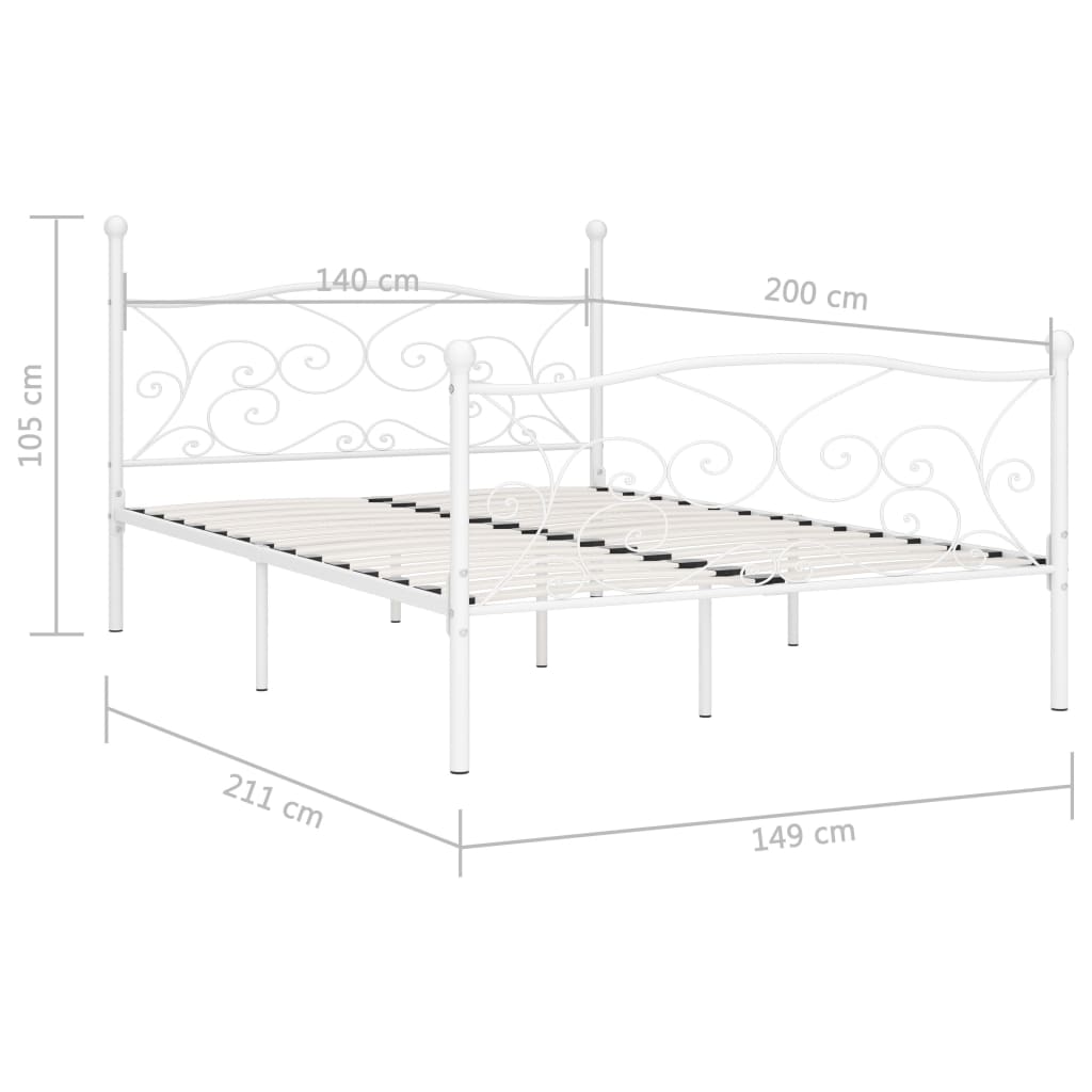 Estrutura de cama com estrado de ripas 140x200 cm metal branco