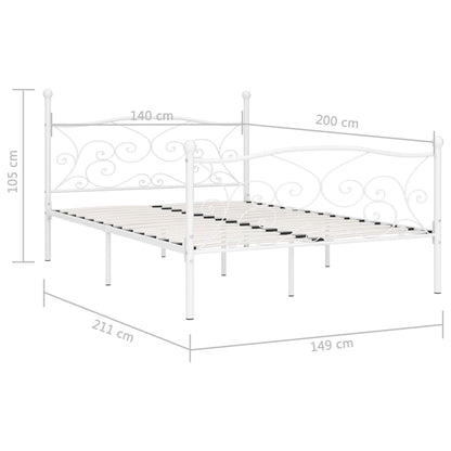 Estrutura de cama com estrado de ripas 140x200 cm metal branco