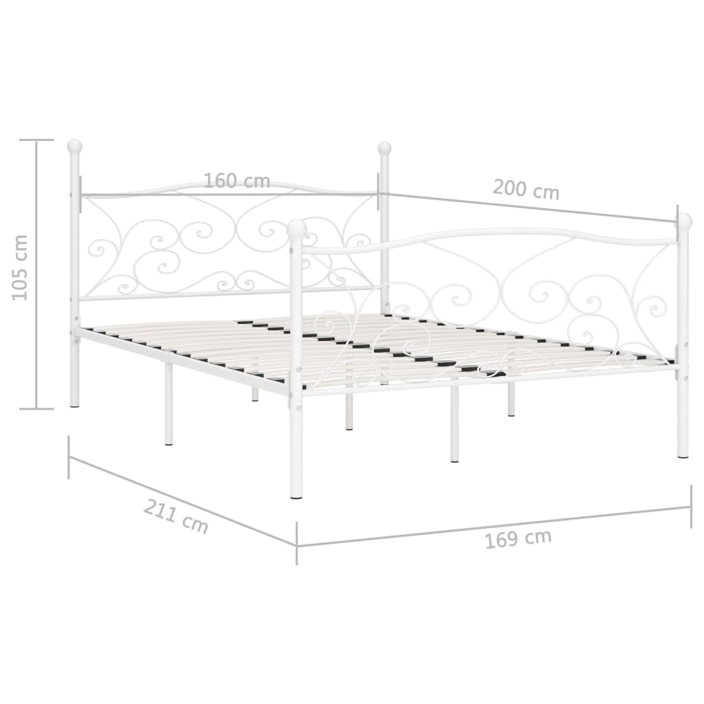 Estrutura de cama com estrado de ripas 160x200 cm metal branco