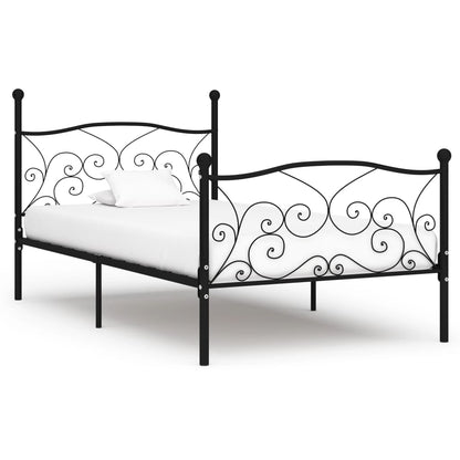 Estrutura de cama com estrado de ripas 90x200 cm metal preto