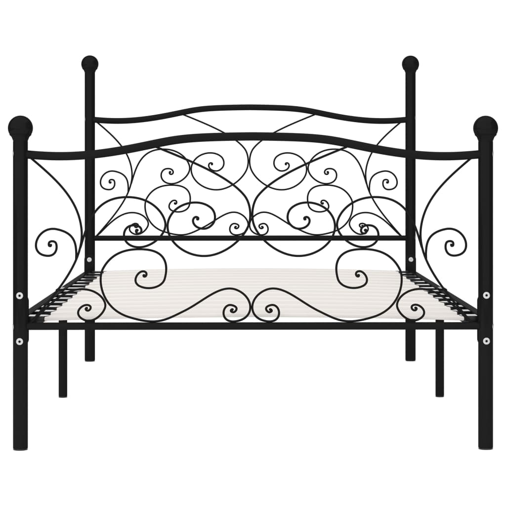 Estrutura de cama com estrado de ripas 90x200 cm metal preto