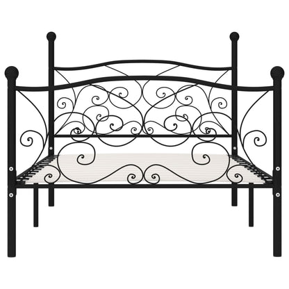 Estrutura de cama com estrado de ripas 90x200 cm metal preto