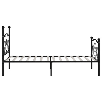 Estrutura de cama com estrado de ripas 90x200 cm metal preto