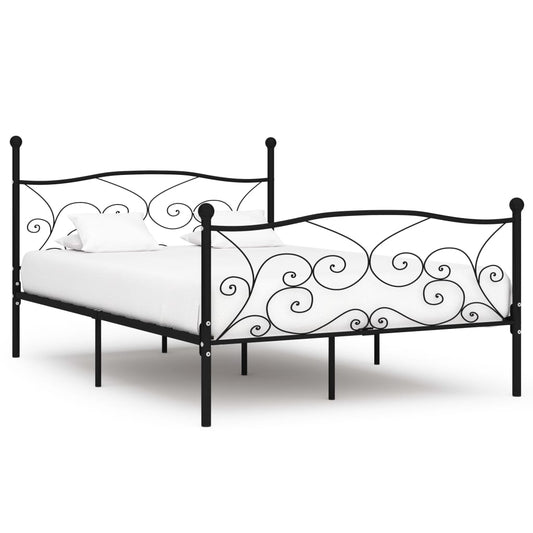 Estrutura de cama com estrado de ripas 120x200 cm metal preto