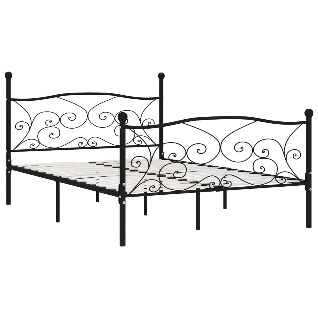 Estrutura de cama com estrado de ripas 120x200 cm metal preto