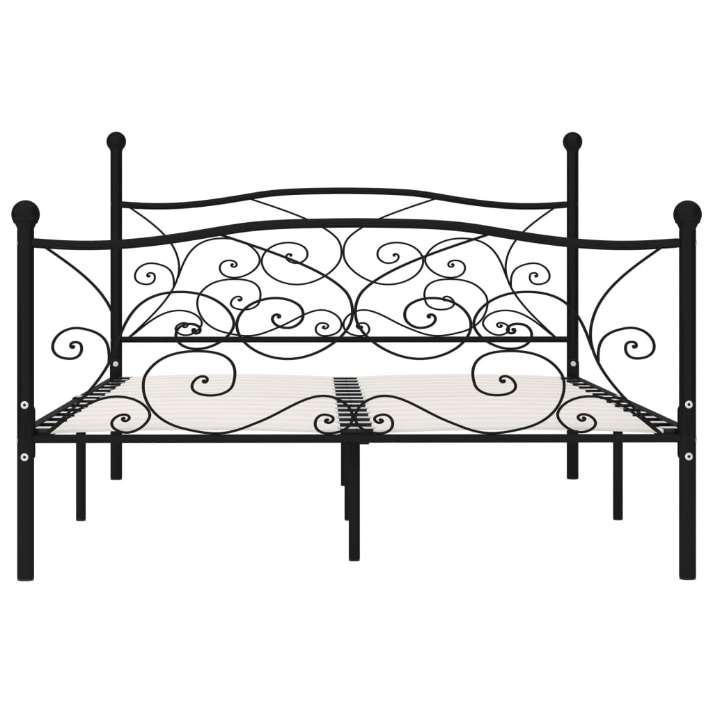 Estrutura de cama com estrado de ripas 120x200 cm metal preto