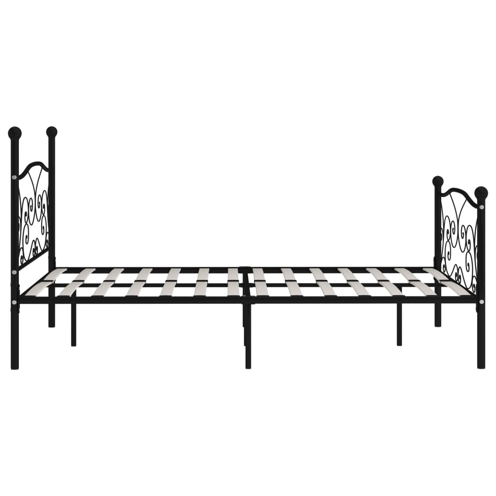 Estrutura de cama com estrado de ripas 120x200 cm metal preto