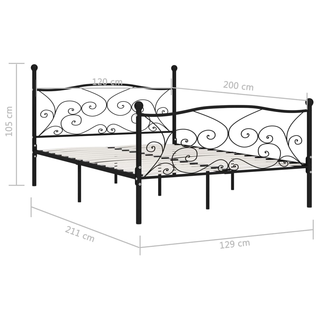 Estrutura de cama com estrado de ripas 120x200 cm metal preto