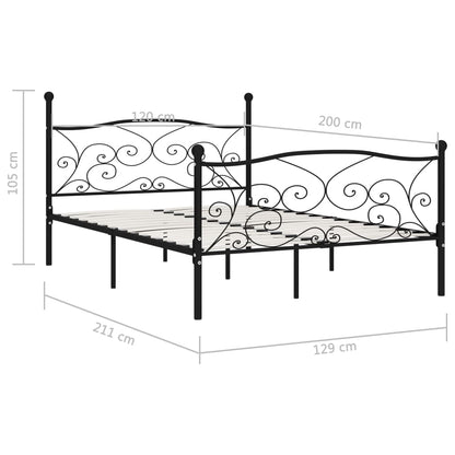 Estrutura de cama com estrado de ripas 120x200 cm metal preto