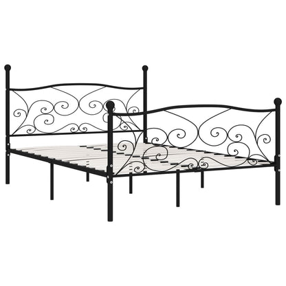 Estrutura de cama com estrado de ripas 140x200 cm metal preto