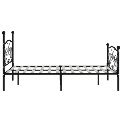 Estrutura de cama com estrado de ripas 140x200 cm metal preto