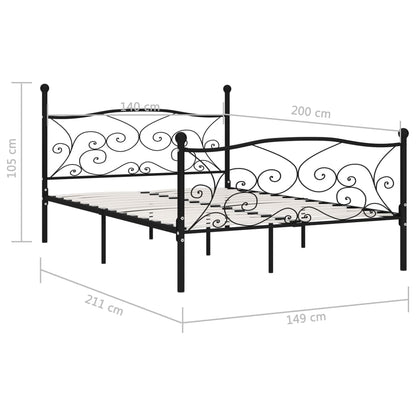 Estrutura de cama com estrado de ripas 140x200 cm metal preto