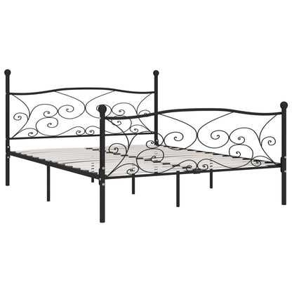 Estrutura de cama com estrado de ripas 200x200 cm metal preto