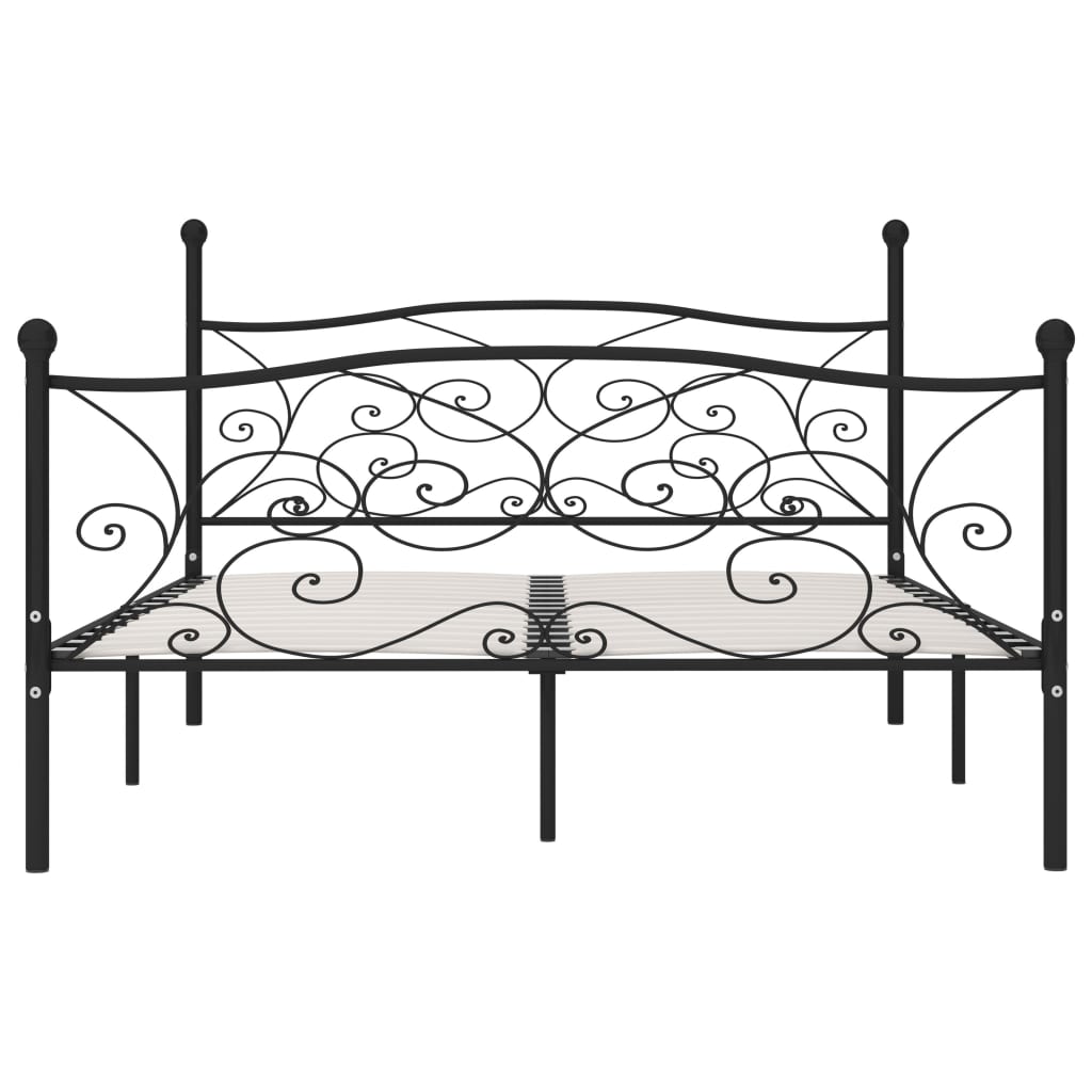 Estrutura de cama com estrado de ripas 200x200 cm metal preto