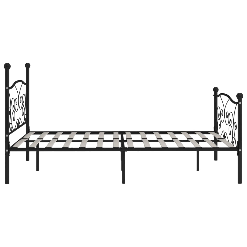 Estrutura de cama com estrado de ripas 200x200 cm metal preto