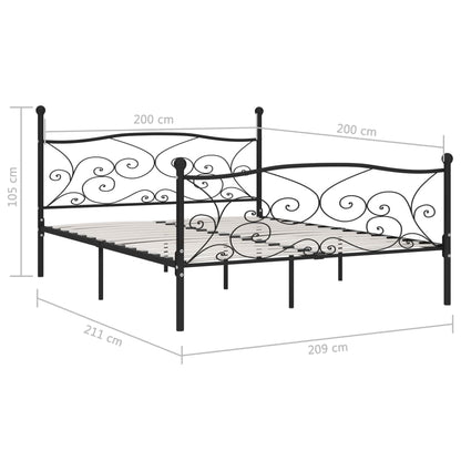 Estrutura de cama com estrado de ripas 200x200 cm metal preto