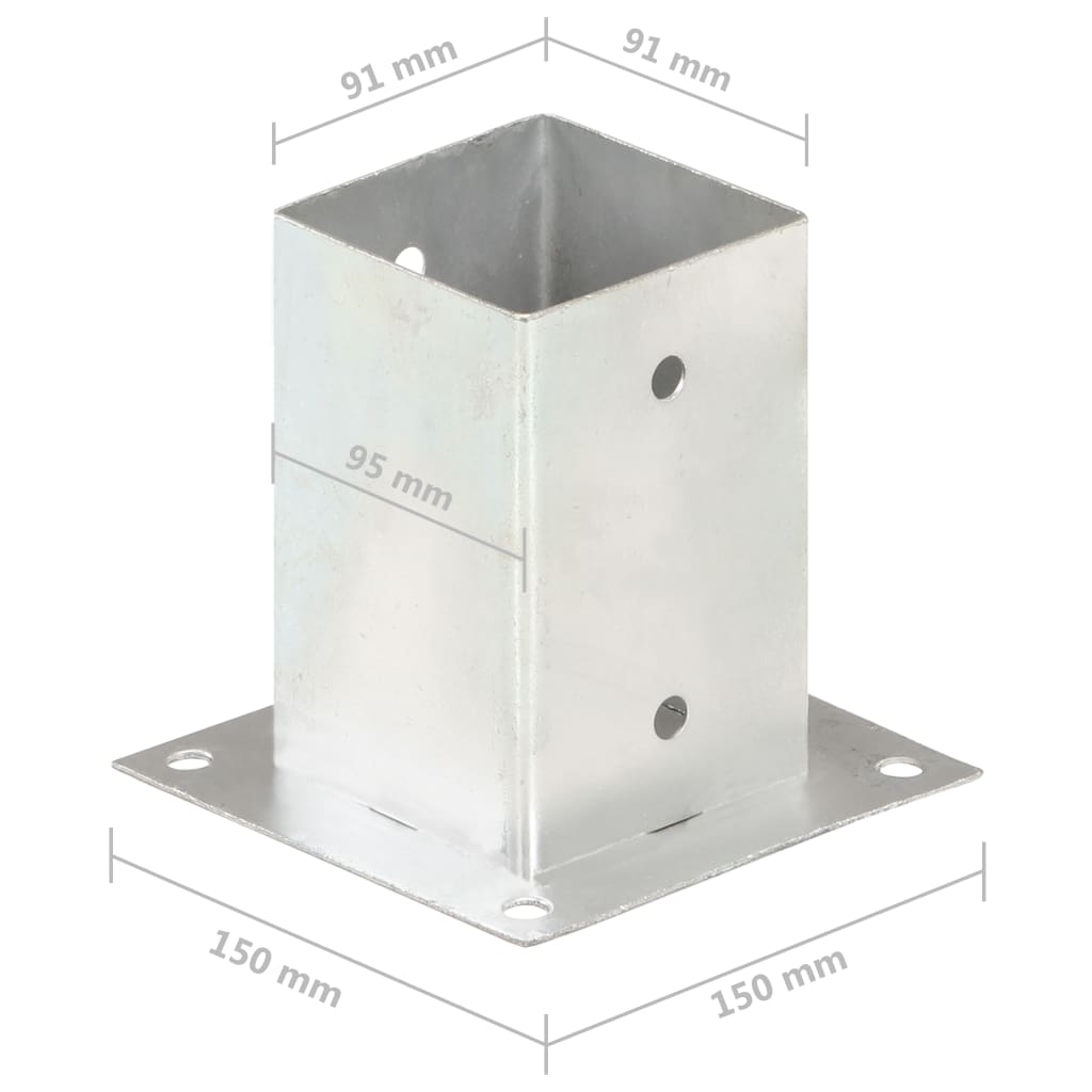 Suportes para postes 4 pcs metal galvanizado 91 mm