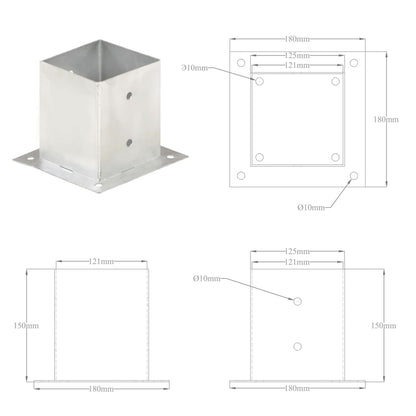 Suportes para postes 4 pcs metal galvanizado 121 mm