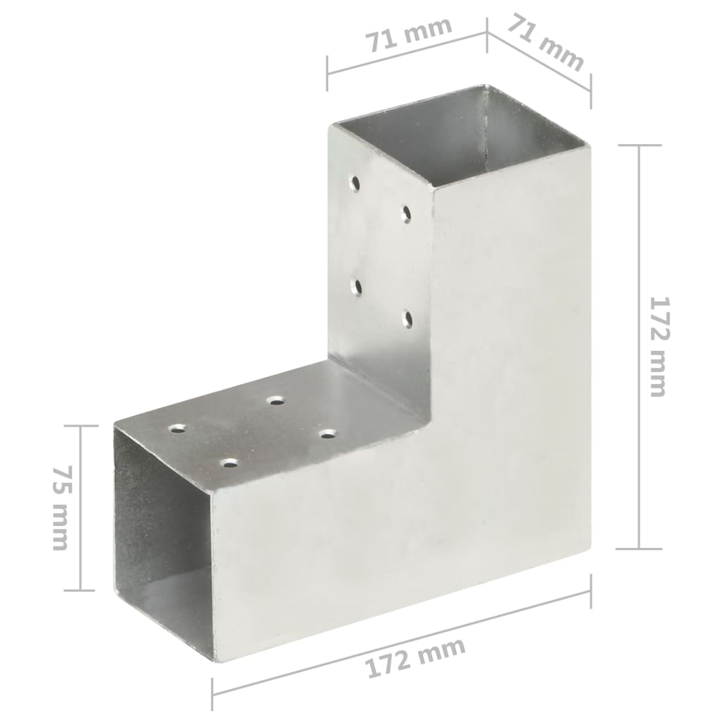 Base para poste em forma de L 71x71 mm metal galvanizado