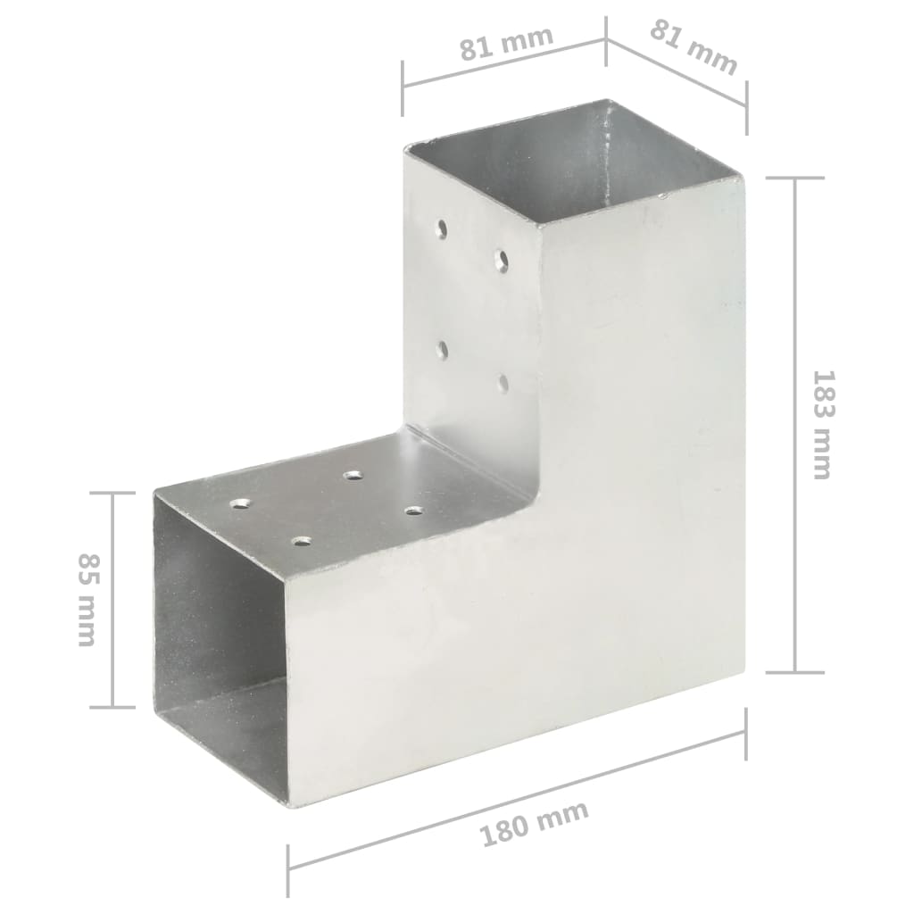 Bases para poste em forma de L 4 pcs 81x81 mm metal galvanizado