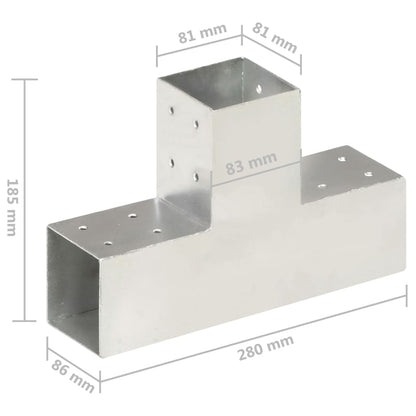 Bases para poste em forma de T 4 pcs 81x81 mm metal galvanizado