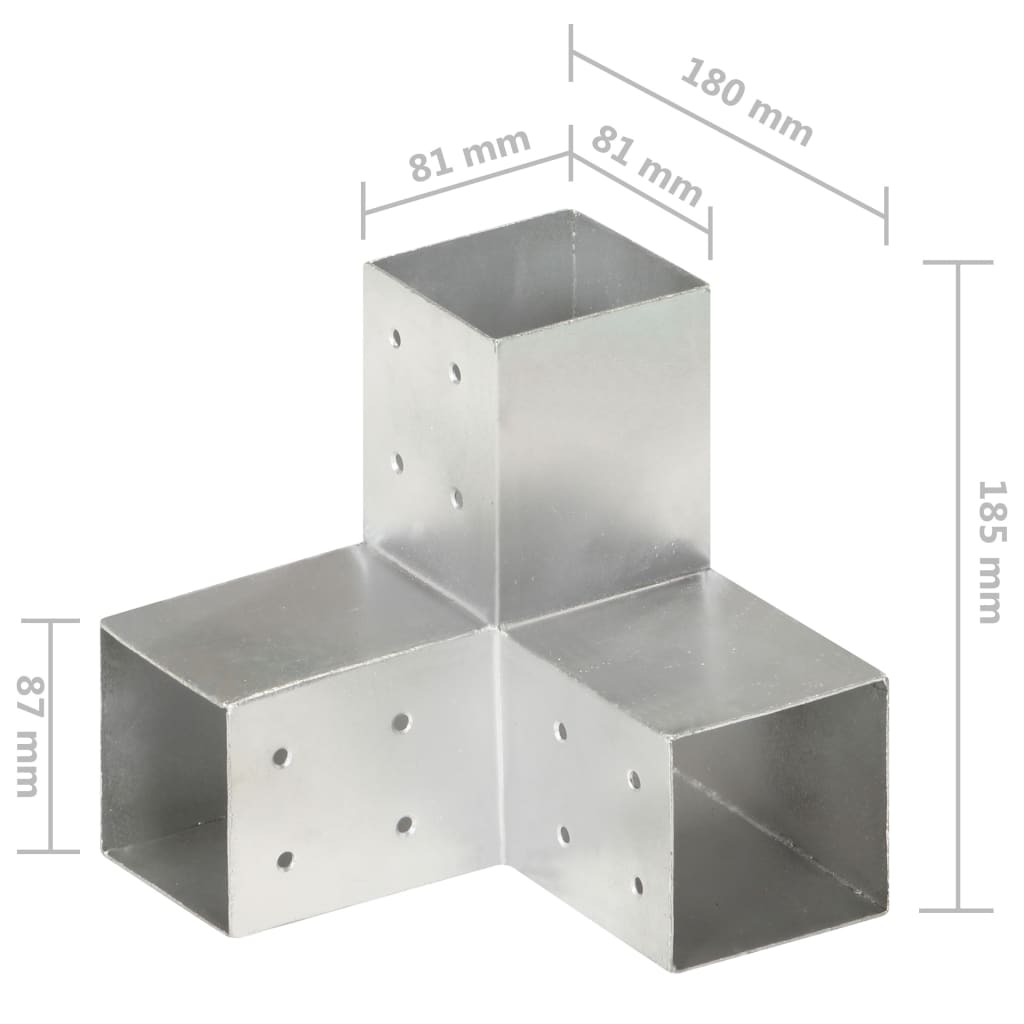 Bases para poste em forma de Y 4 pcs 81x81 mm metal galvanizado