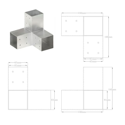 Bases para poste em forma de Y 4 pcs 81x81 mm metal galvanizado