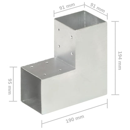 Base para poste em forma de L 91x91 mm metal galvanizado