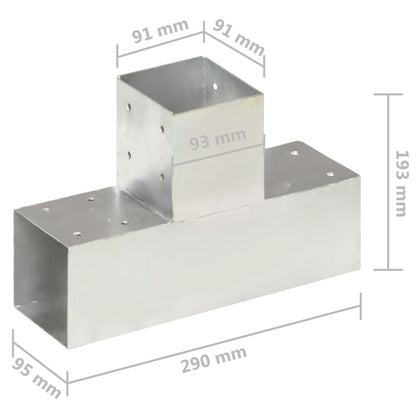 Base para poste em forma de T 91x91 mm metal galvanizado