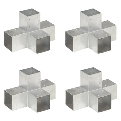 Bases para poste em forma de X 4 pcs 91x91 mm metal galvanizado