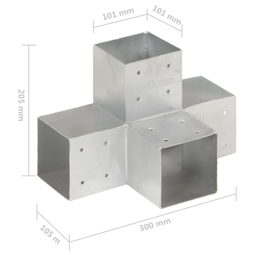 Base para poste em forma de X 101x101 mm metal galvanizado