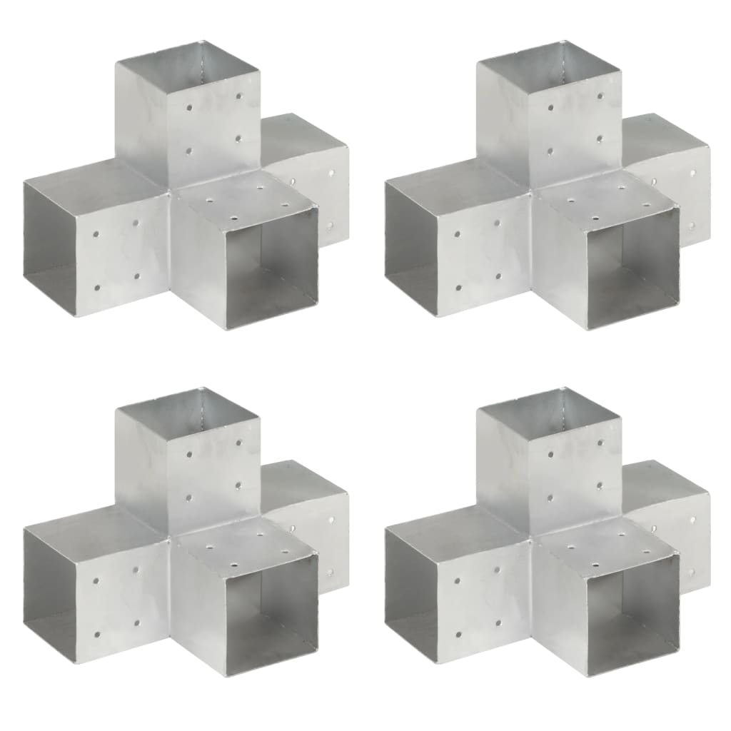 Bases p/ poste em forma de X 4 pcs 101x101 mm metal galvanizado