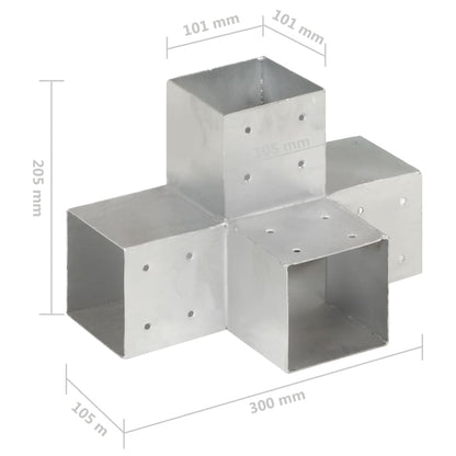 Bases p/ poste em forma de X 4 pcs 101x101 mm metal galvanizado