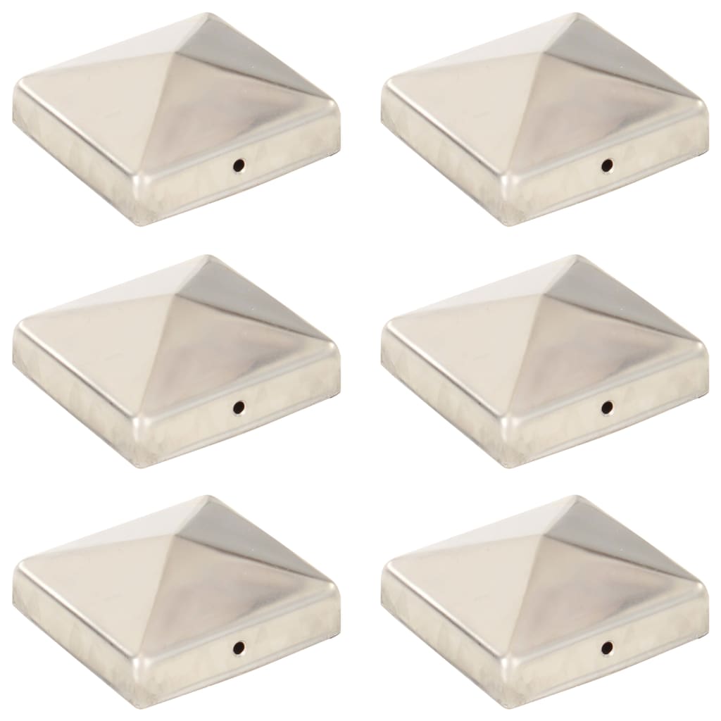 Tampas piramidais p/ postes vedação 6pcs aço inoxidável 81x81mm