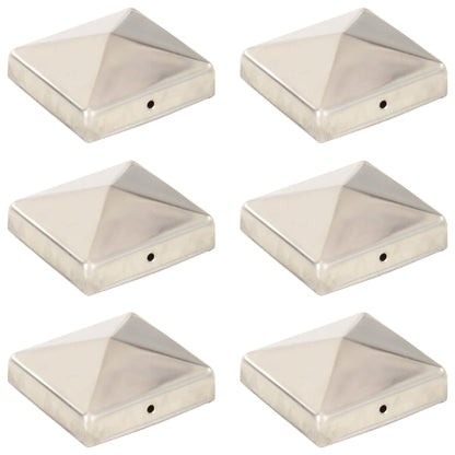 Tampas piramidais p/ postes vedação 6pcs aço inoxidável 81x81mm