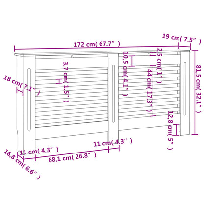 Cobertura de radiador 172x19x81,5 cm MDF preto